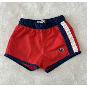 Vintage Chemise Lacoste Athletic Shorts Size 14 Lined Blue Crocodile Logo 70s